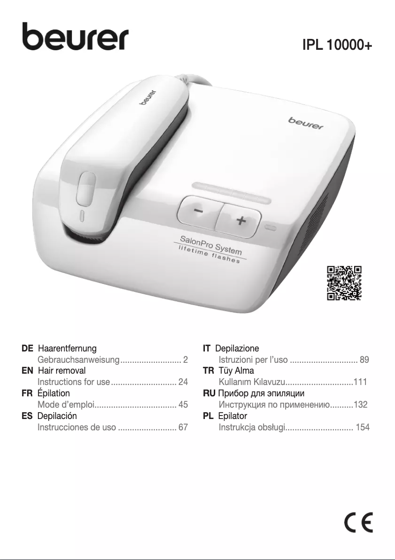 First page image of the manual for SalonPro System IPL 10000+