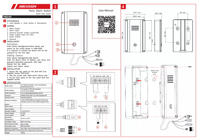 Page 1 of the manual Quick Start Guide Hikvision DS-PEA101-V1