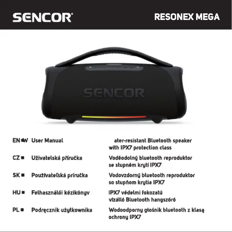 Page 1 of the manual User Manual Sencor RESONEX MEGA