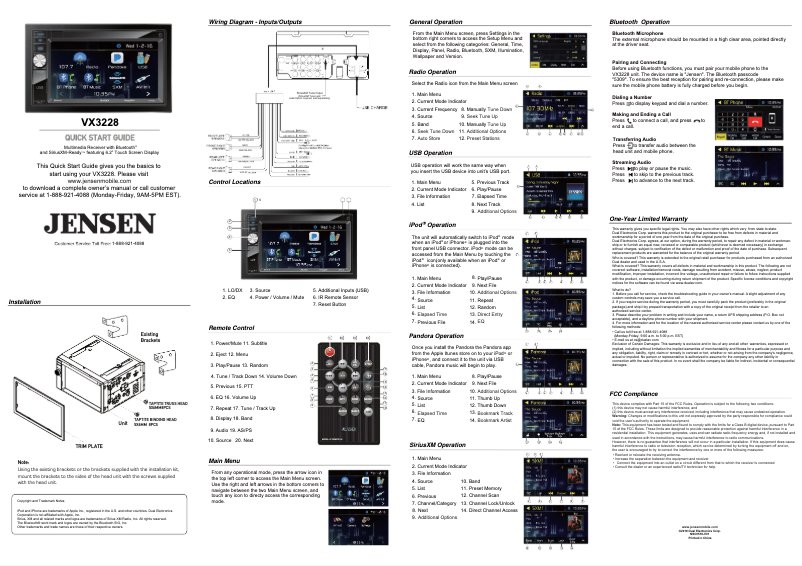 Page 1 of the manual Quick Start Guide Jensen VX3228