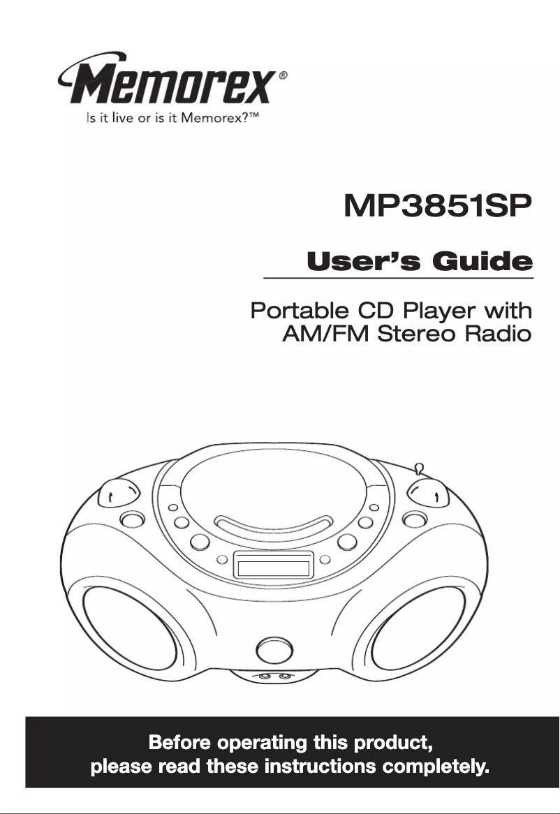 Page 1 of the manual User Manual Memorex MP3851SP