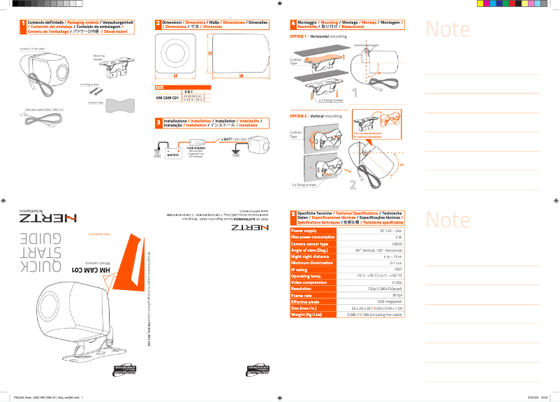 First page image of the manual for HM CAM C01