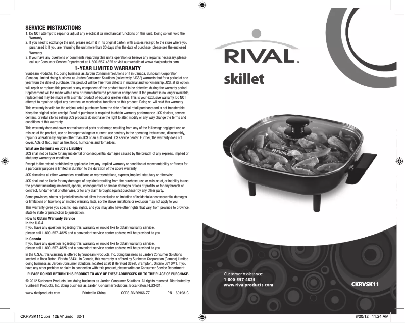 First page image of the manual for CKRVSK11