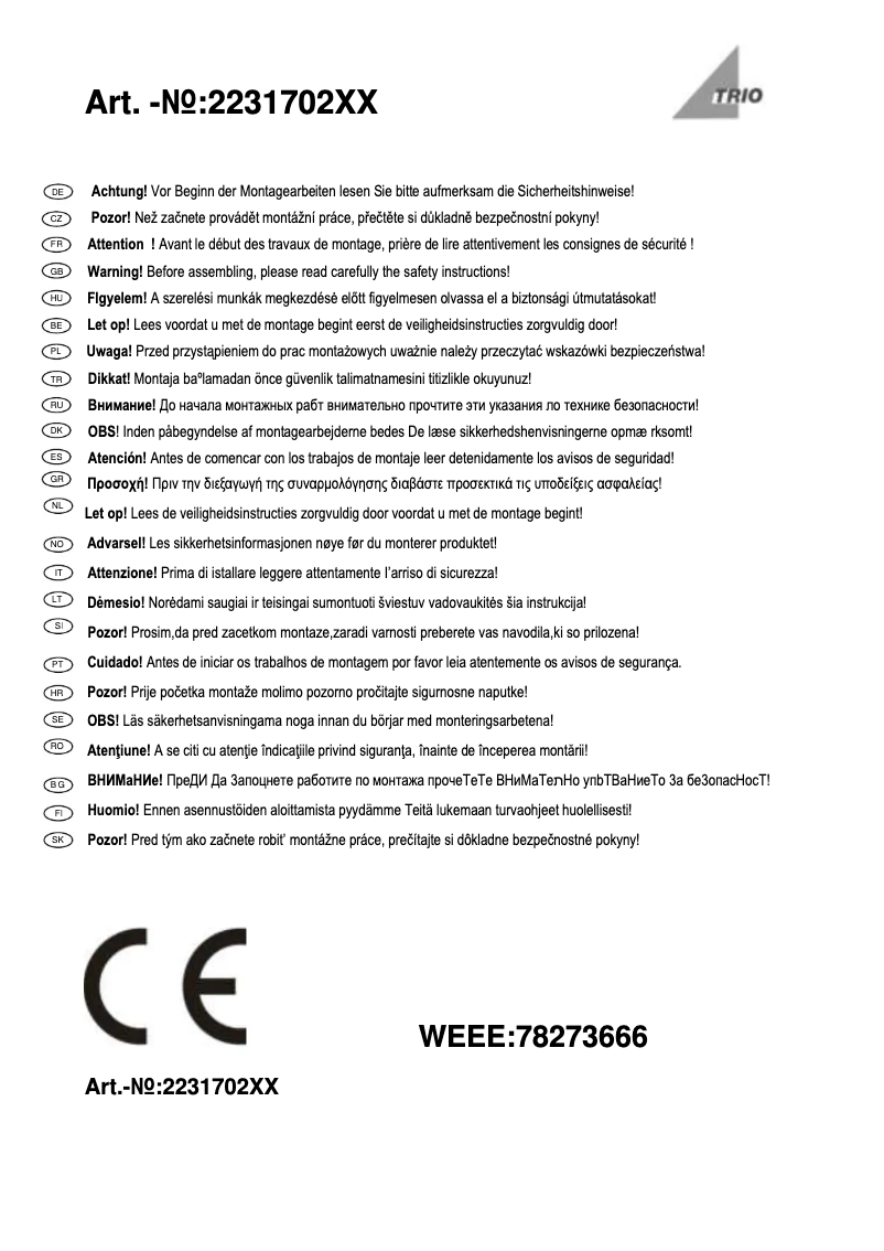 Page 1 of the manual User Manual Trio Lighting Rotario