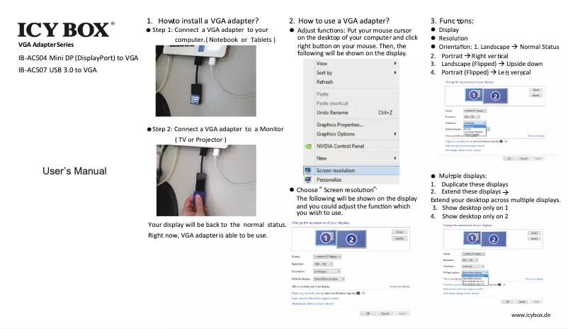 Page 1 of the manual User Manual Icy Box IB-AC504