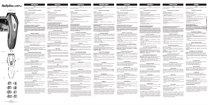 Page 1 of the manual User Manual BaByliss E934E