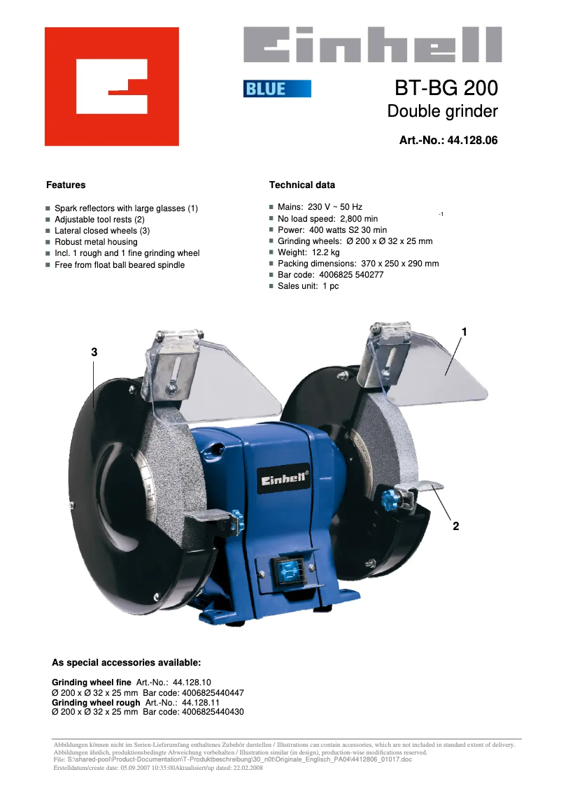 First page image of the manual for BT-BG 200