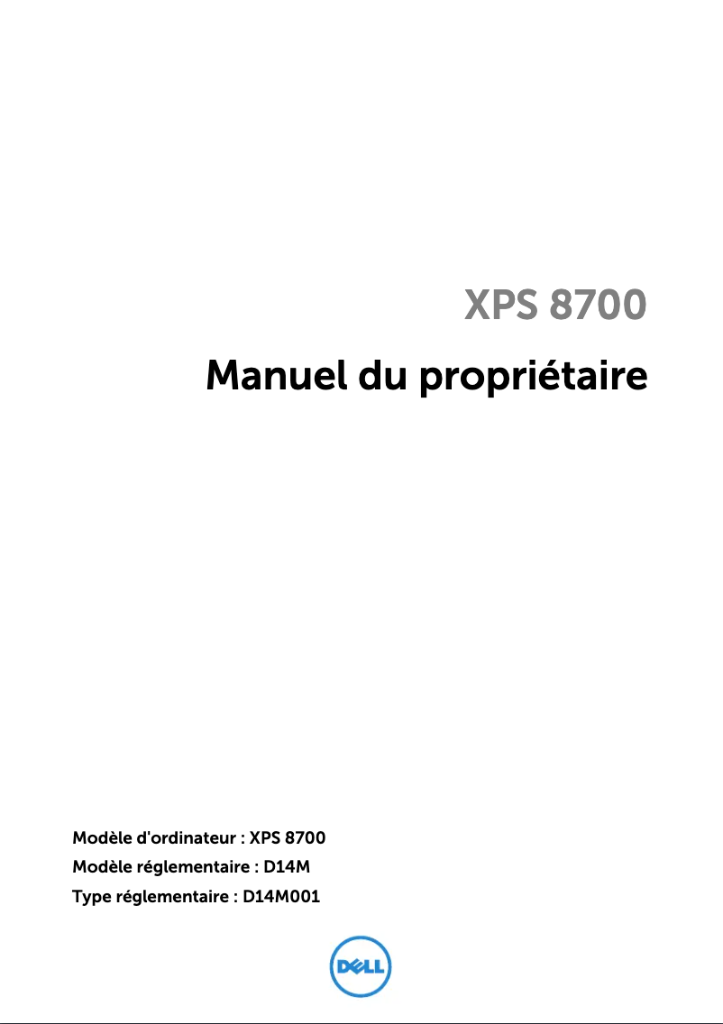 First page image of the manual for XPS 8700