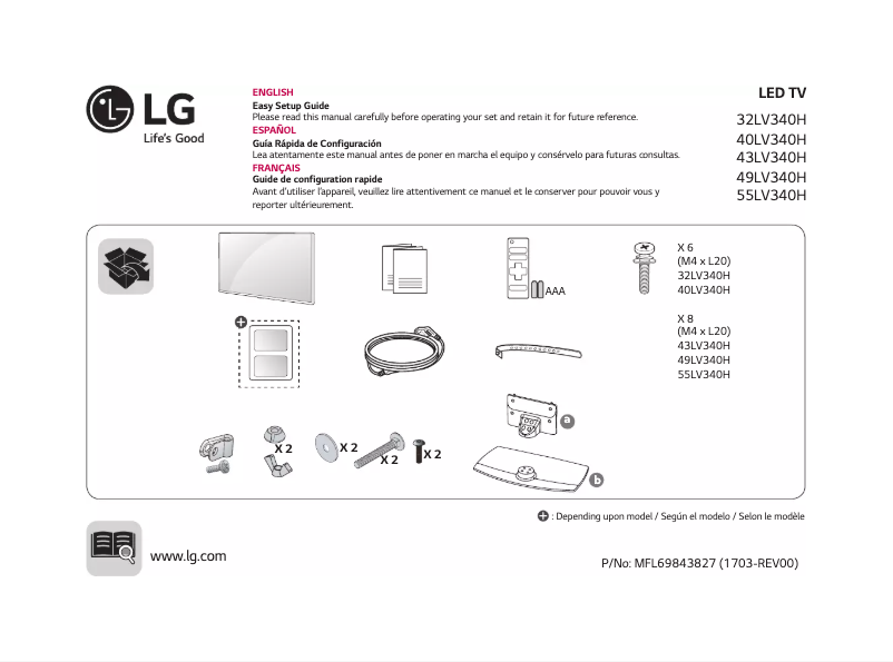 First page image of the manual for 32LV340H