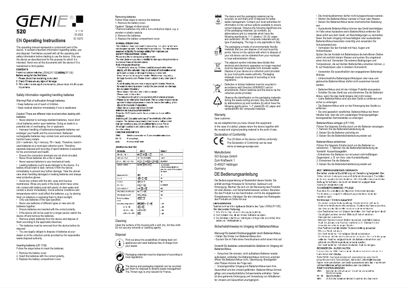 Page 1 of the manual User Manual Genie 520