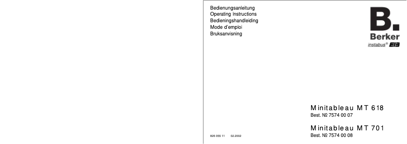 Page 1 of the manual User Manual Berker 75740008