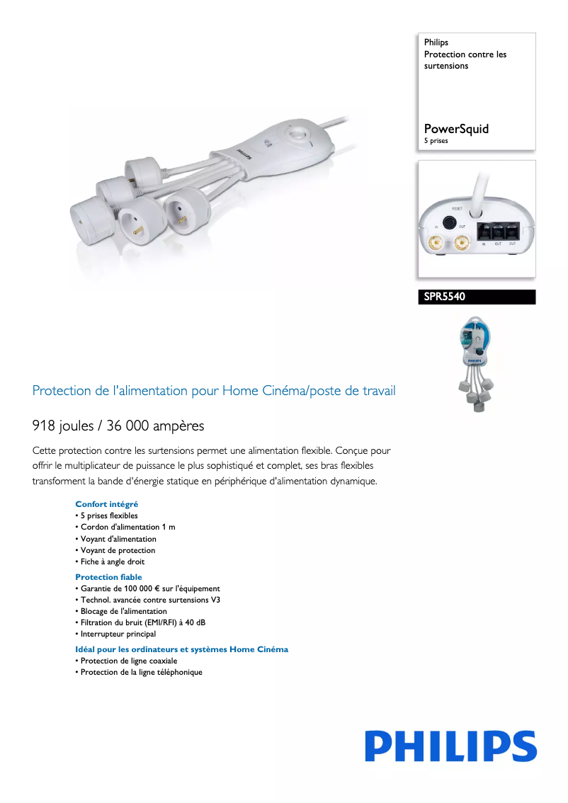 Page 1 of the manual Technical Sheet Philips SPR5540