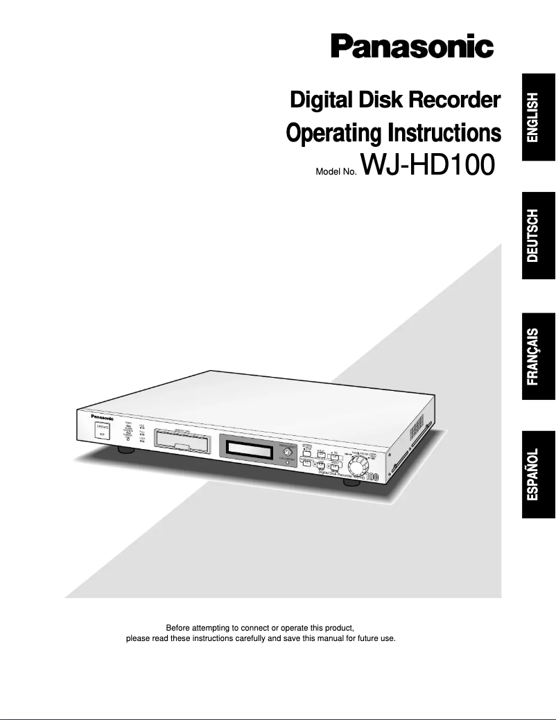 First page image of the manual for WJ-HD100