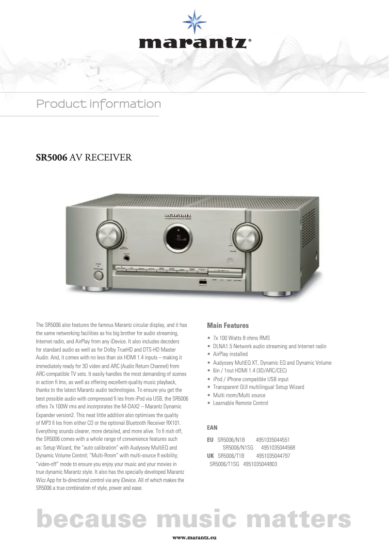 First page image of the manual for SR5006