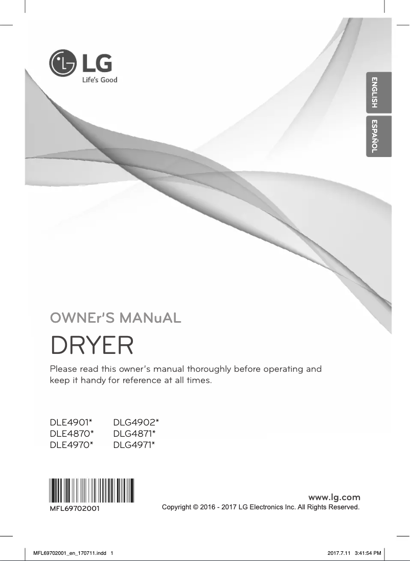 First page image of the manual for DLE4970W
