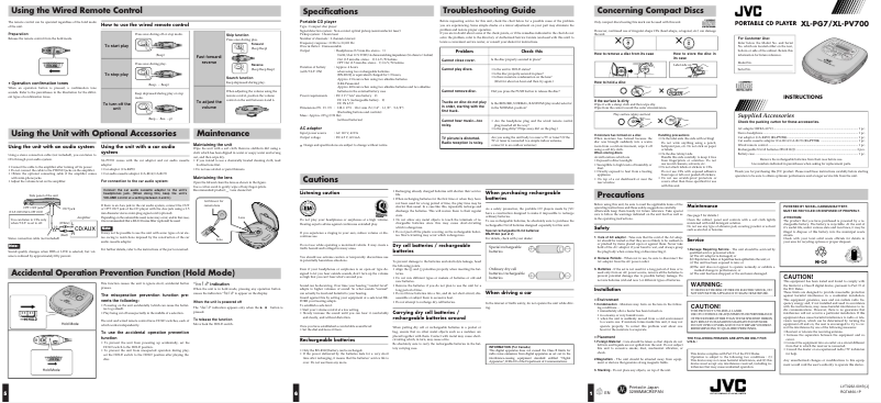 First page image of the manual for XL-PG7