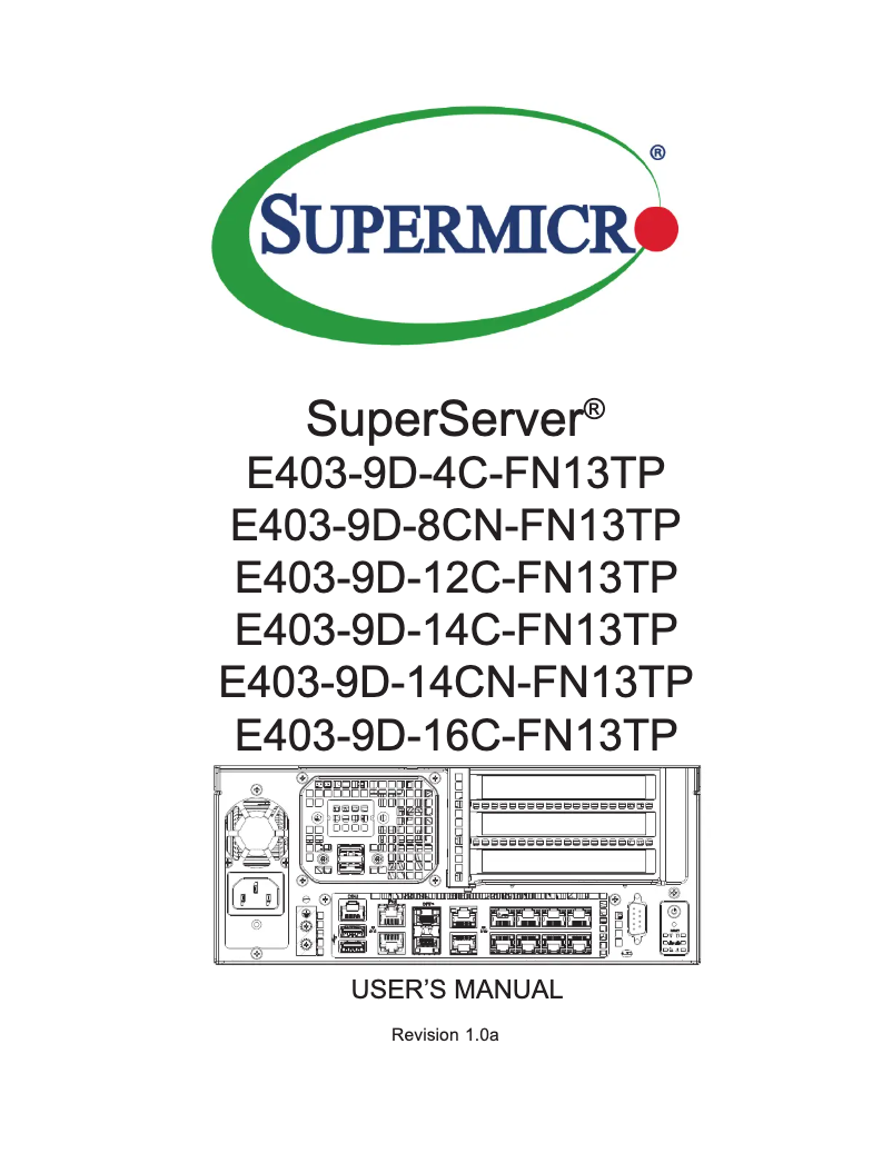 First page image of the manual for SuperServer E403-9D-12C-FN13TP
