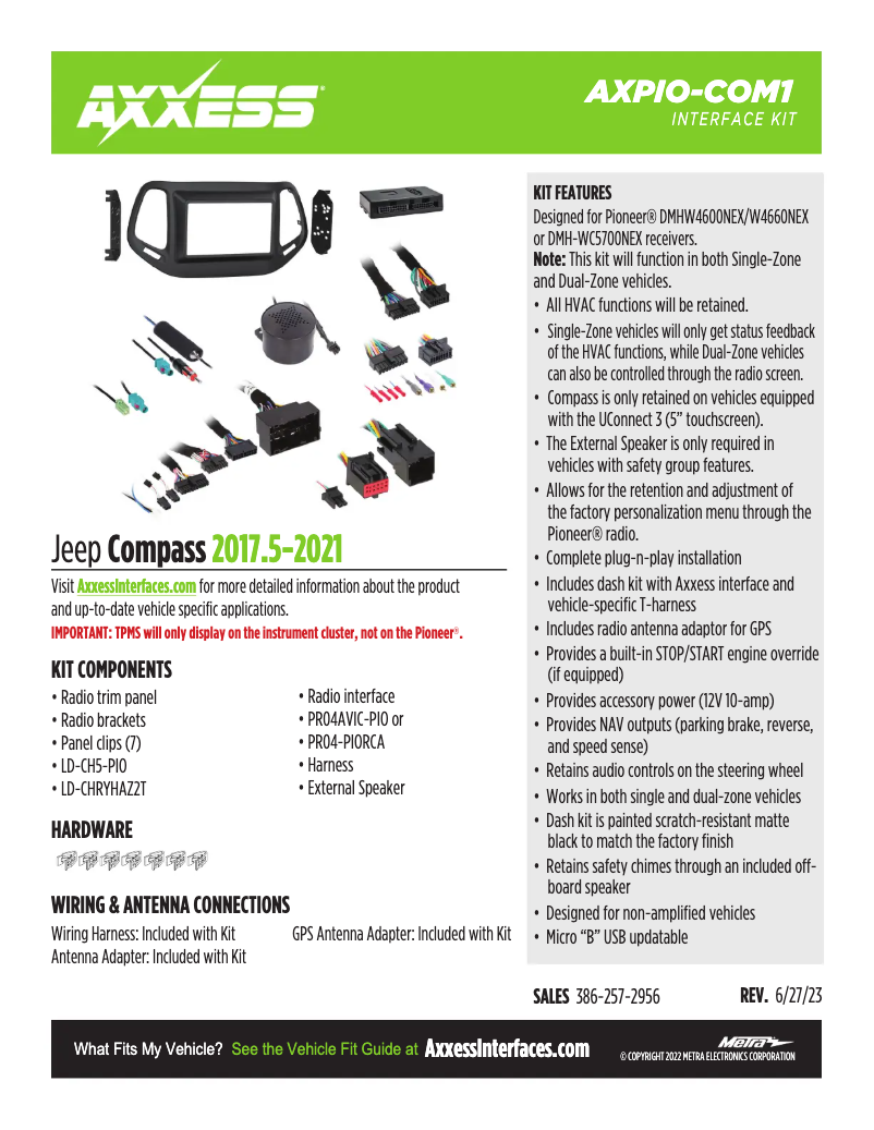 Page 1 of the manual Technical Sheet AXESS AXPIO-COM1