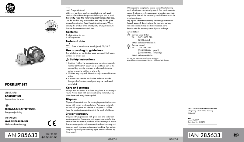 First page image of the manual for IAN 285633