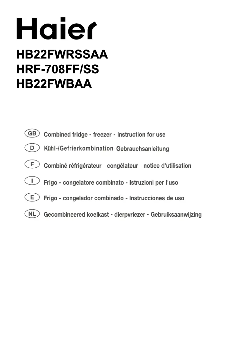 First page image of the manual for HB22FWBAA