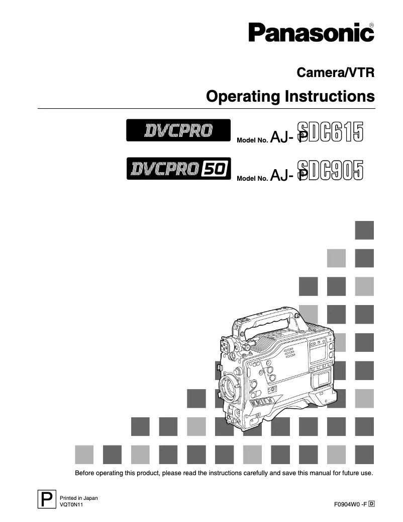First page image of the manual for AJ-SDC615
