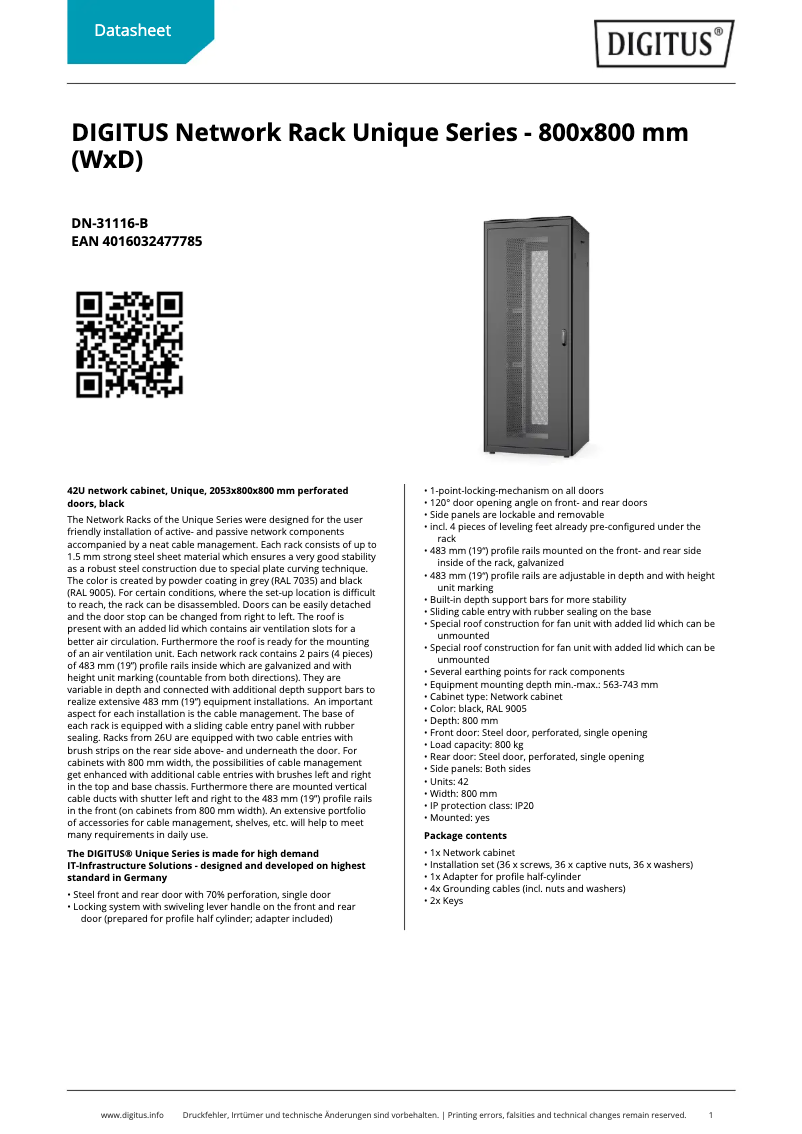 First page image of the manual for DN-31116-B