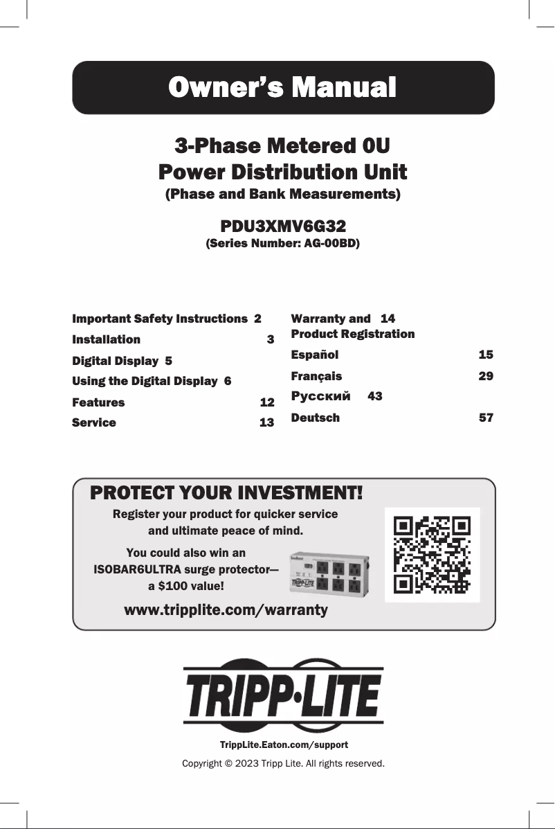 First page image of the manual for PDU3XMV6G32