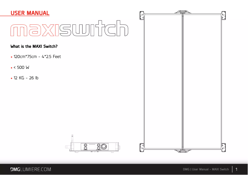 Page 1 of the manual User Manual DMG Lumière Maxi Switch