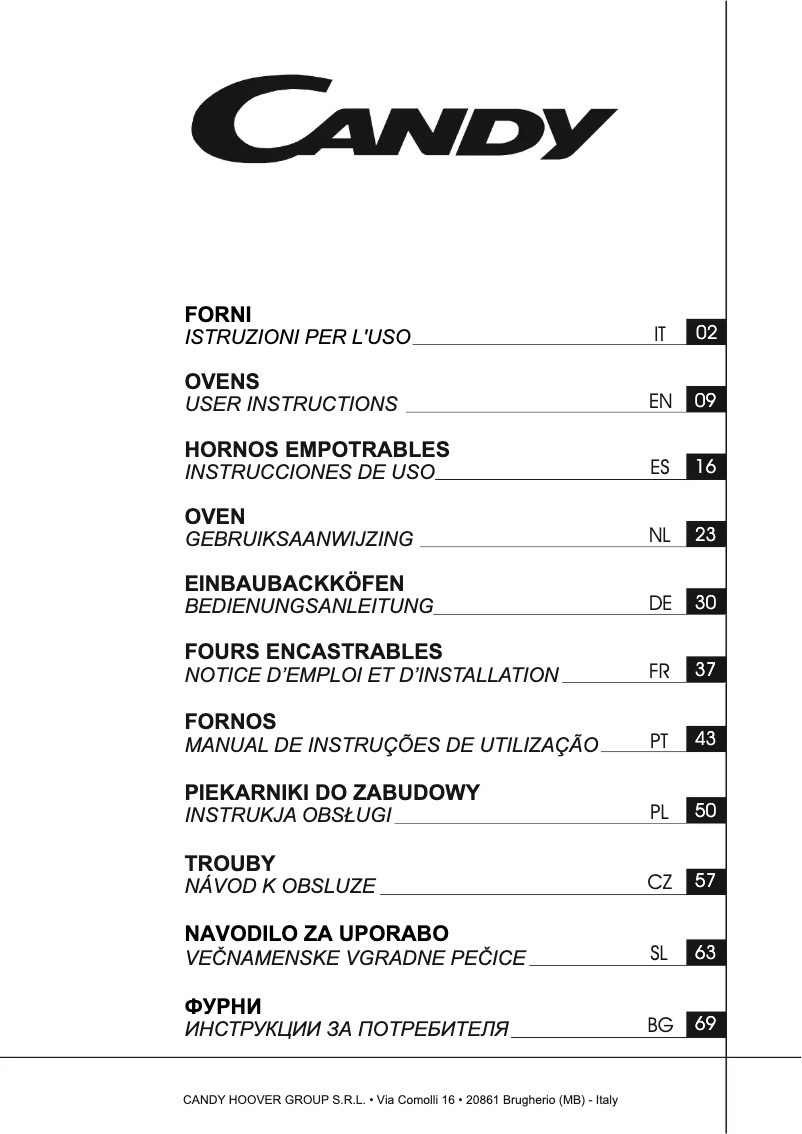 Page 1 of the manual User Manual Candy FCT615WXL