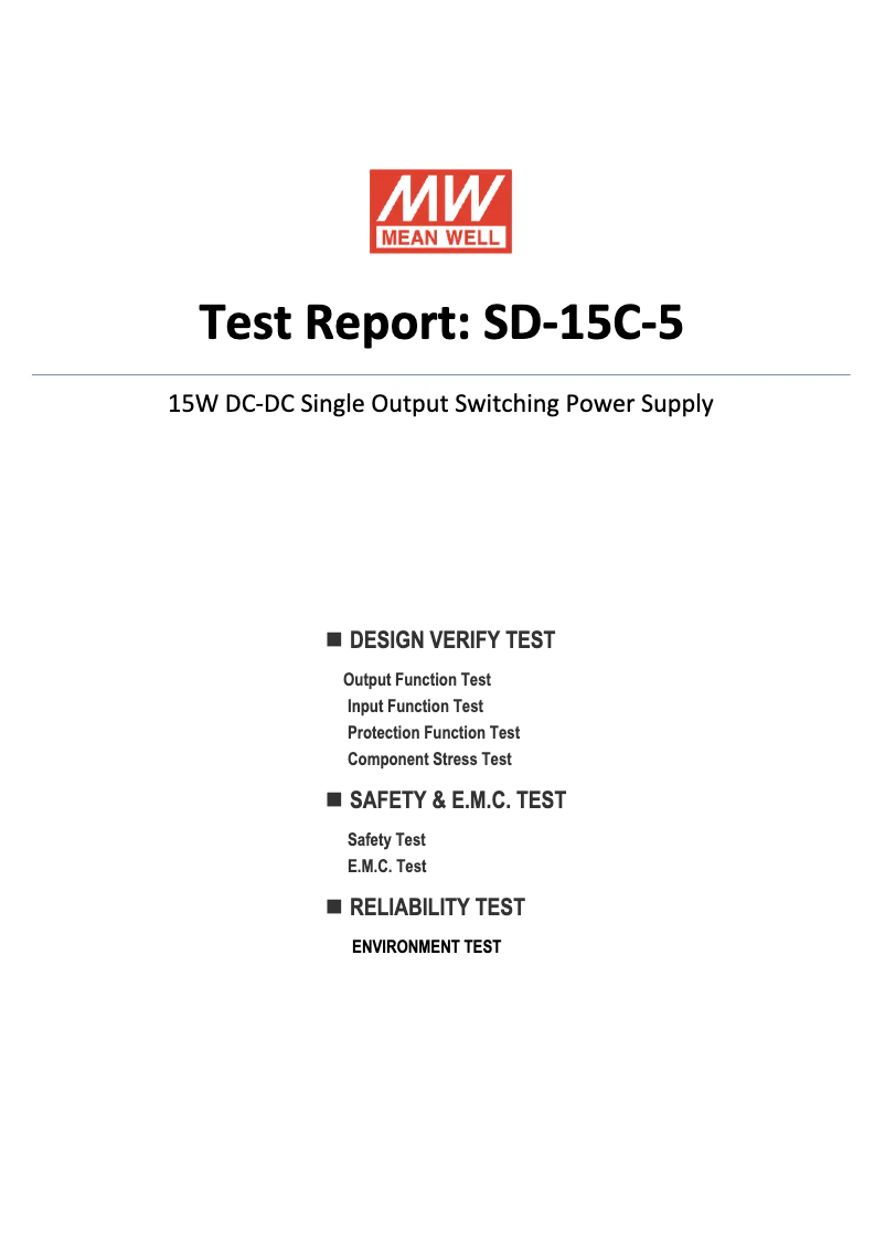 Page 1 of the manual Technical Sheet Mean Well SD-15C-5