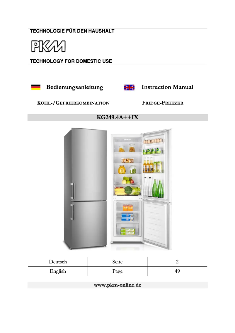 First page image of the manual for KG249.4A++IX