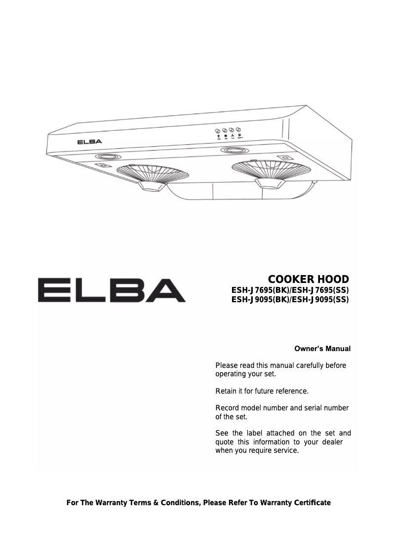 First page image of the manual for ESH-J9095(SS)