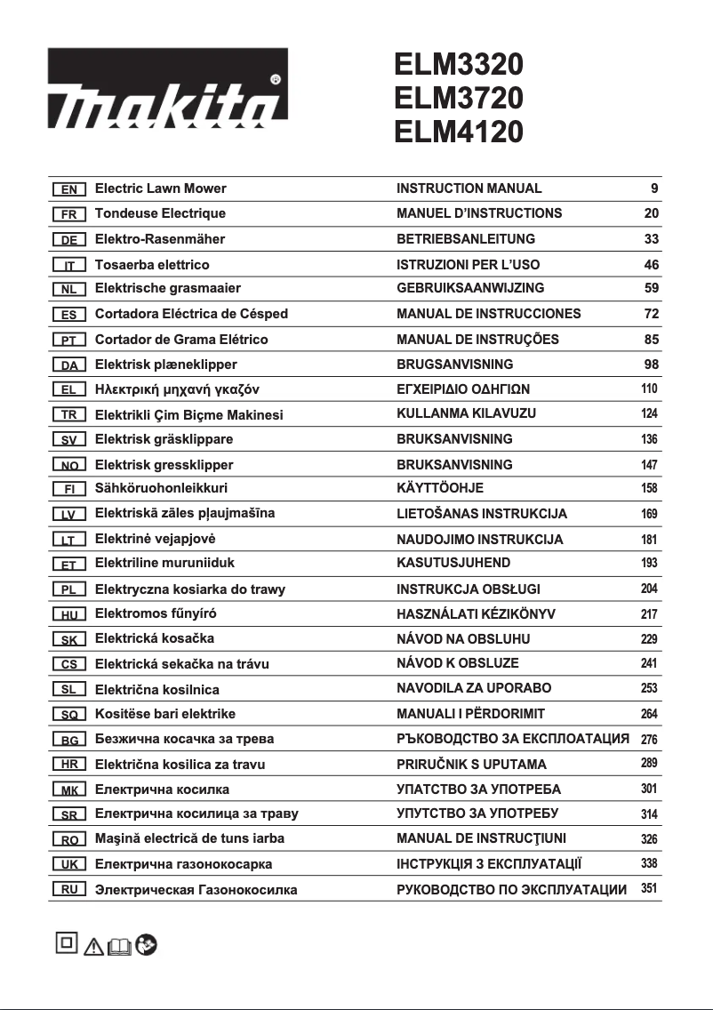 Page 1 of the manual User Manual Makita ELM3320