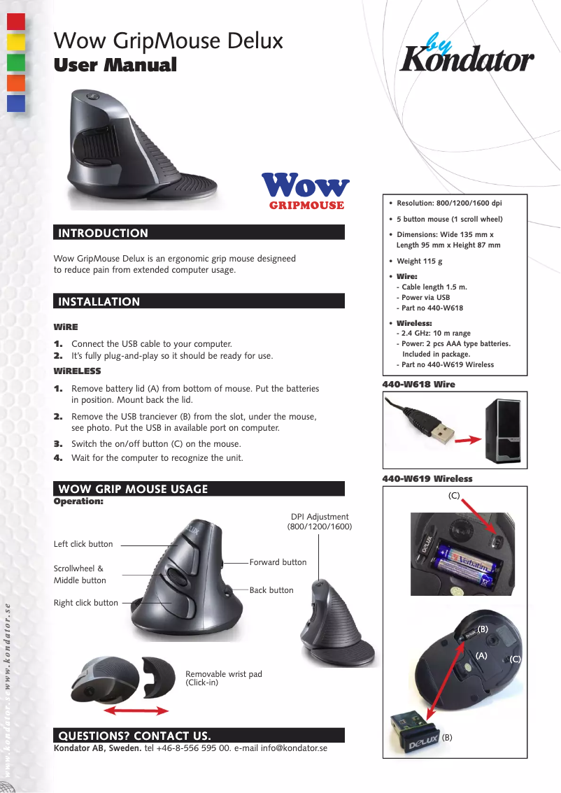 Page 1 of the manual User Manual Kondator 440-W618