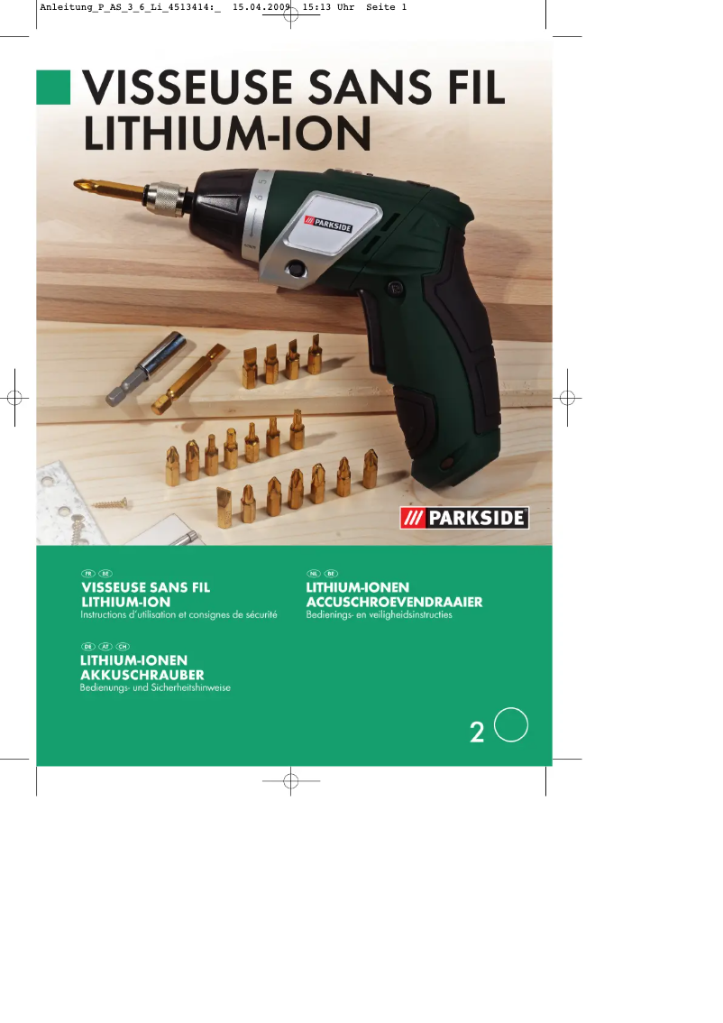 Page 1 of the manual User Manual Parkside P-AS 36