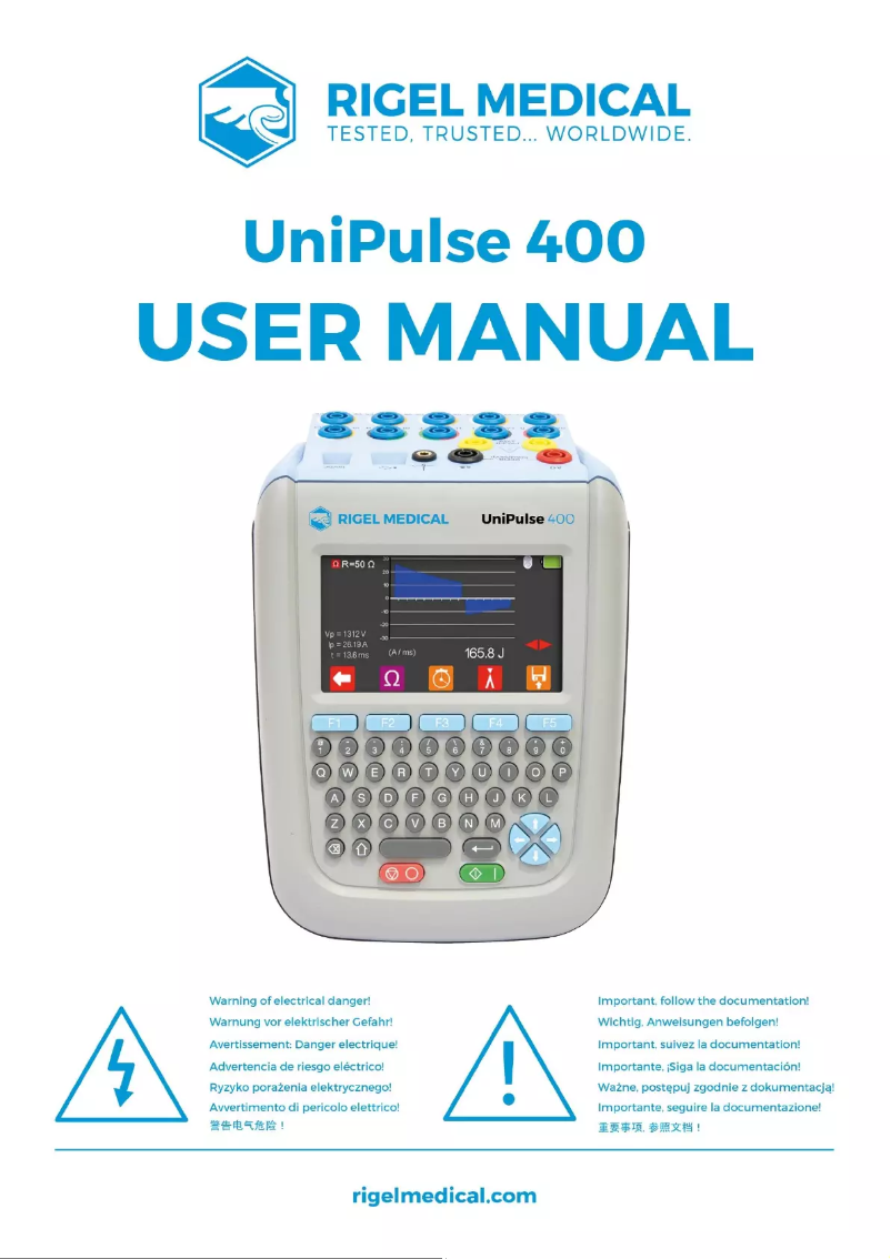 Page 1 of the manual User Manual Rigel Medical UniPulse 400