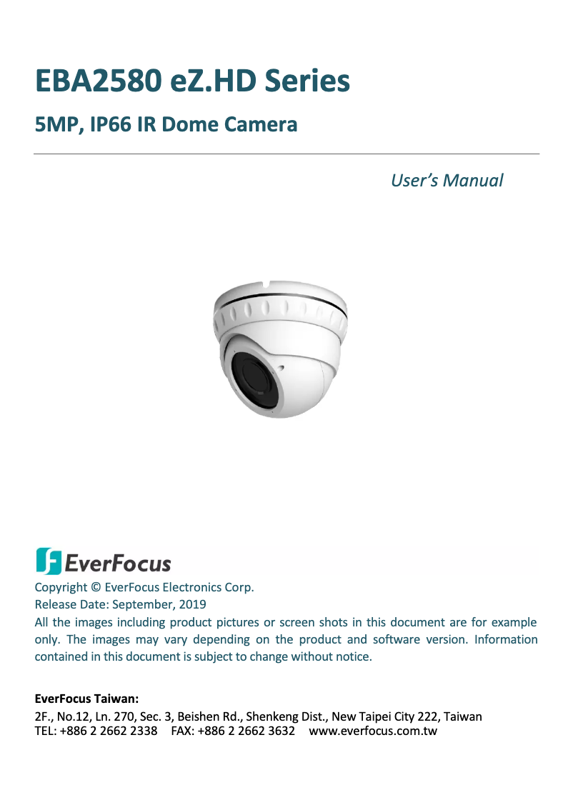 Page 1 of the manual User Manual EverFocus EBA2580