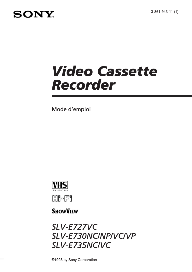 Page 1 of the manual User Manual Sony SLV-E730NC