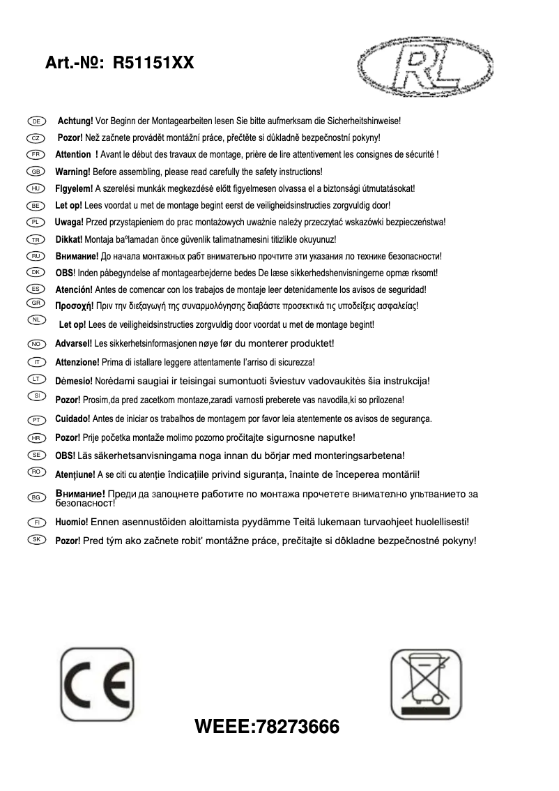 Page 1 of the manual User Manual Trio Lighting Tommy 1