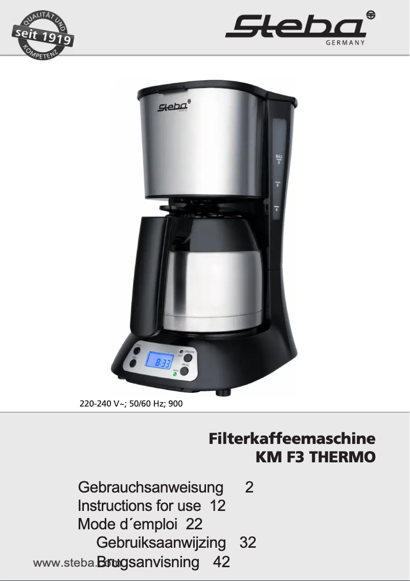 First page image of the manual for KM F3 THERMO