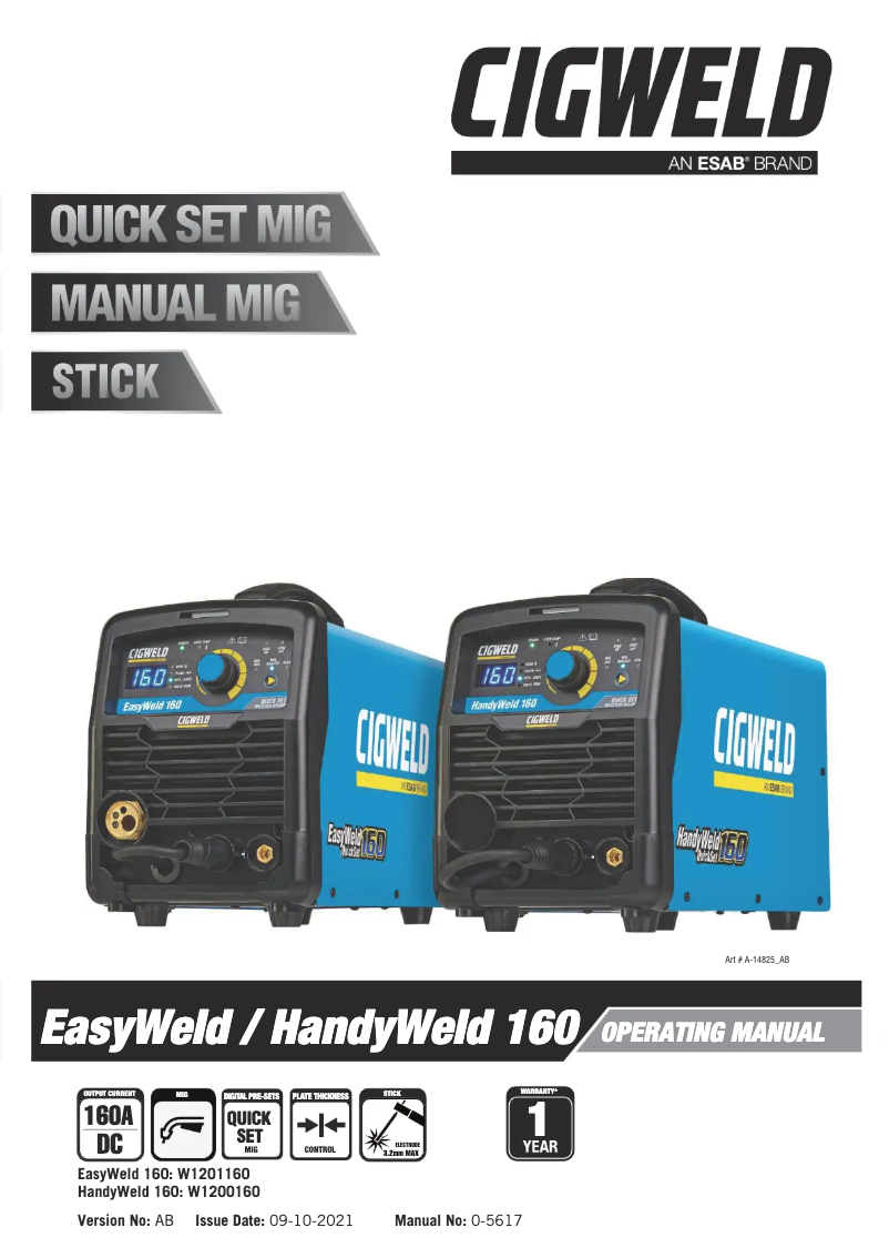 First page image of the manual for HandyWeld 160