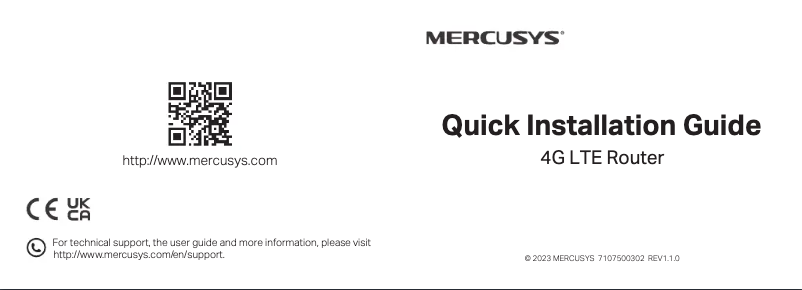 Page 1 of the manual Installation Guide Mercusys MB110-4G