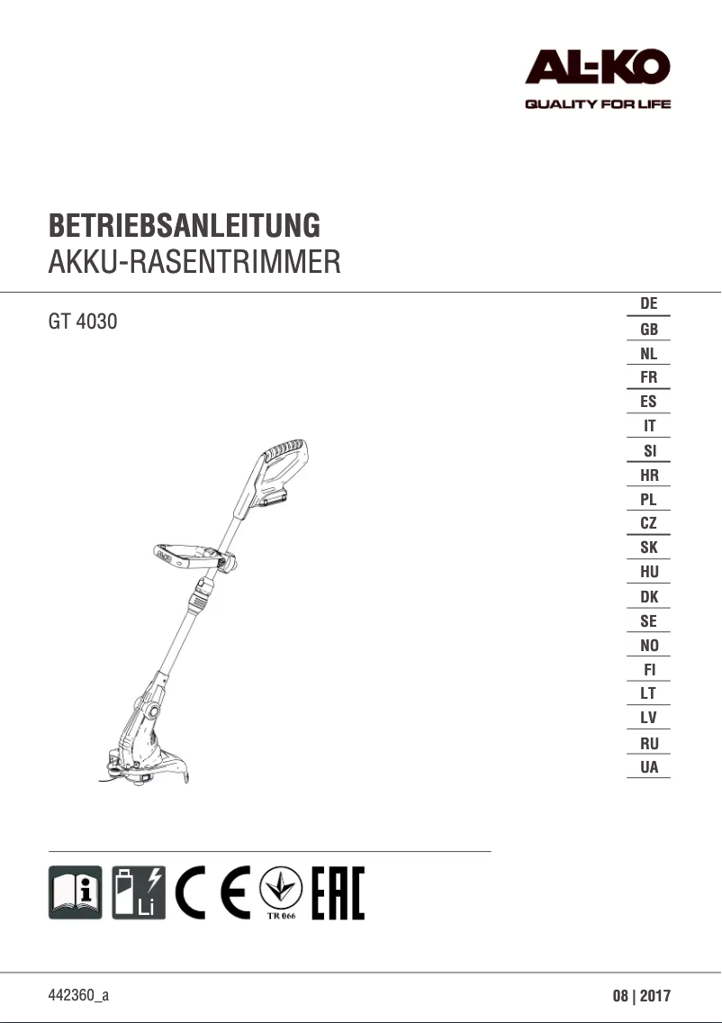 Page 1 de la notice Manuel utilisateur AL-KO GT 4030
