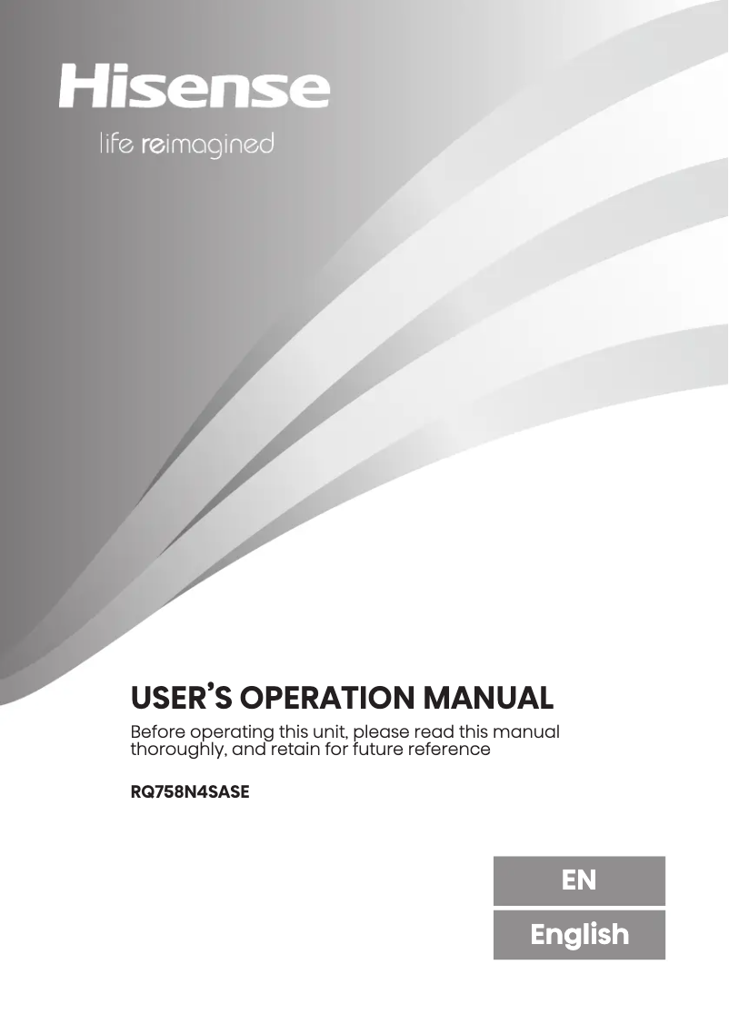 First page image of the manual for RQ758N4SASE
