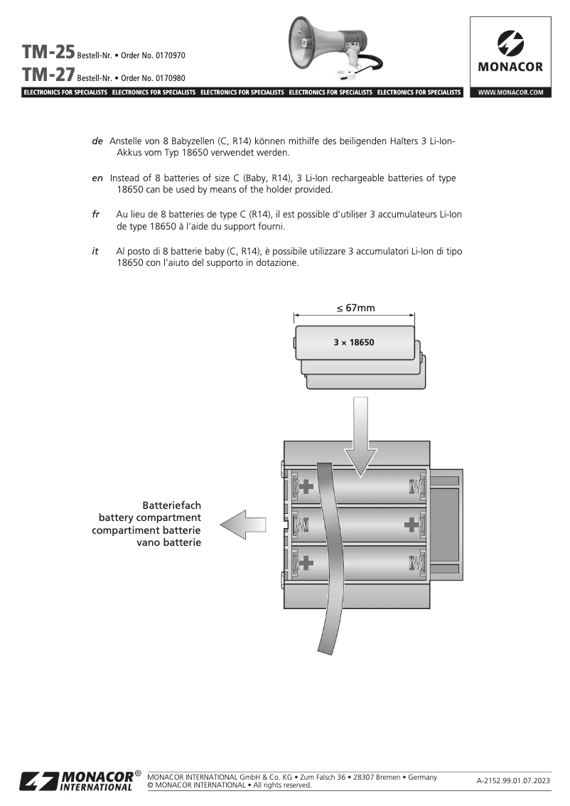 First page image of the manual for TM-27