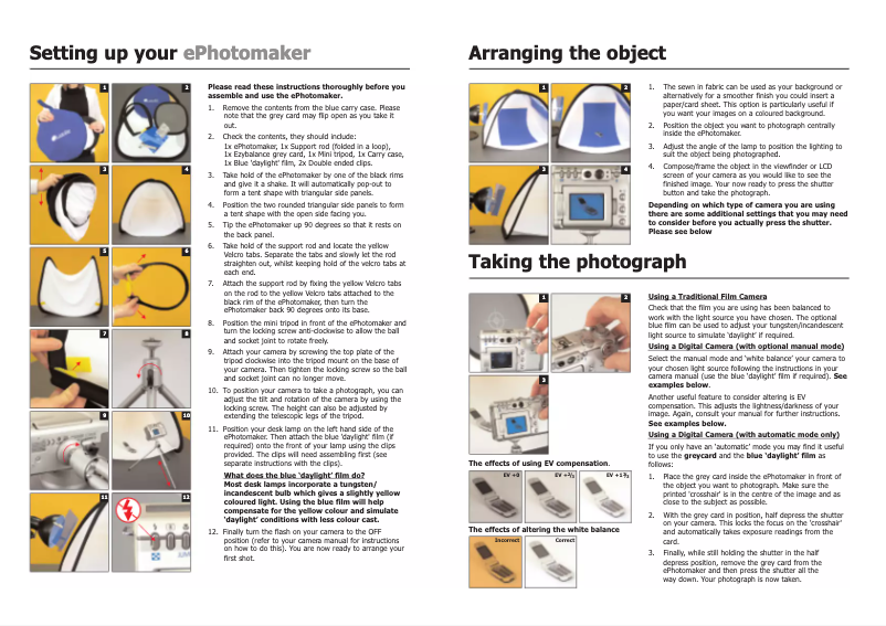 Page 1 de la notice Manuel utilisateur Lastolite ePhotomaker