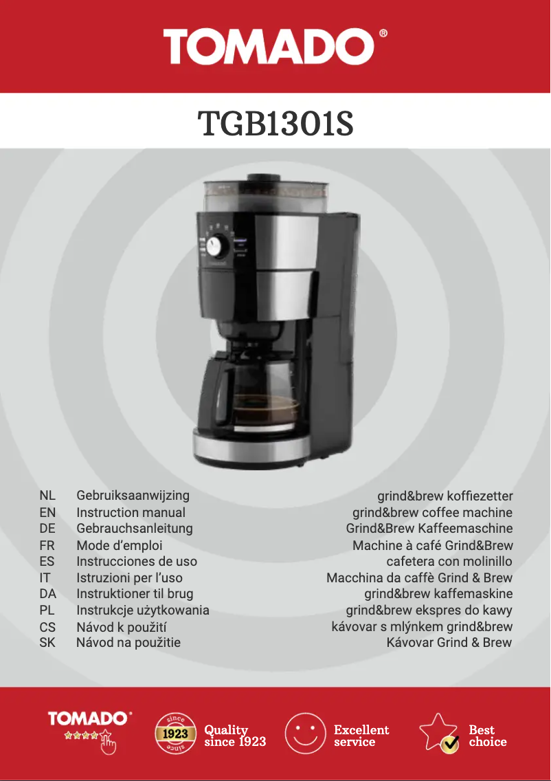Page 1 of the manual Technical Sheet Tomado TGB1301S