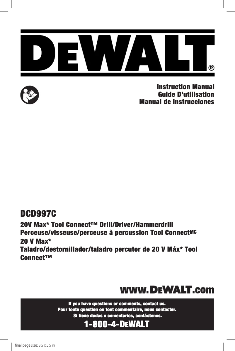 First page image of the manual for DCD997C