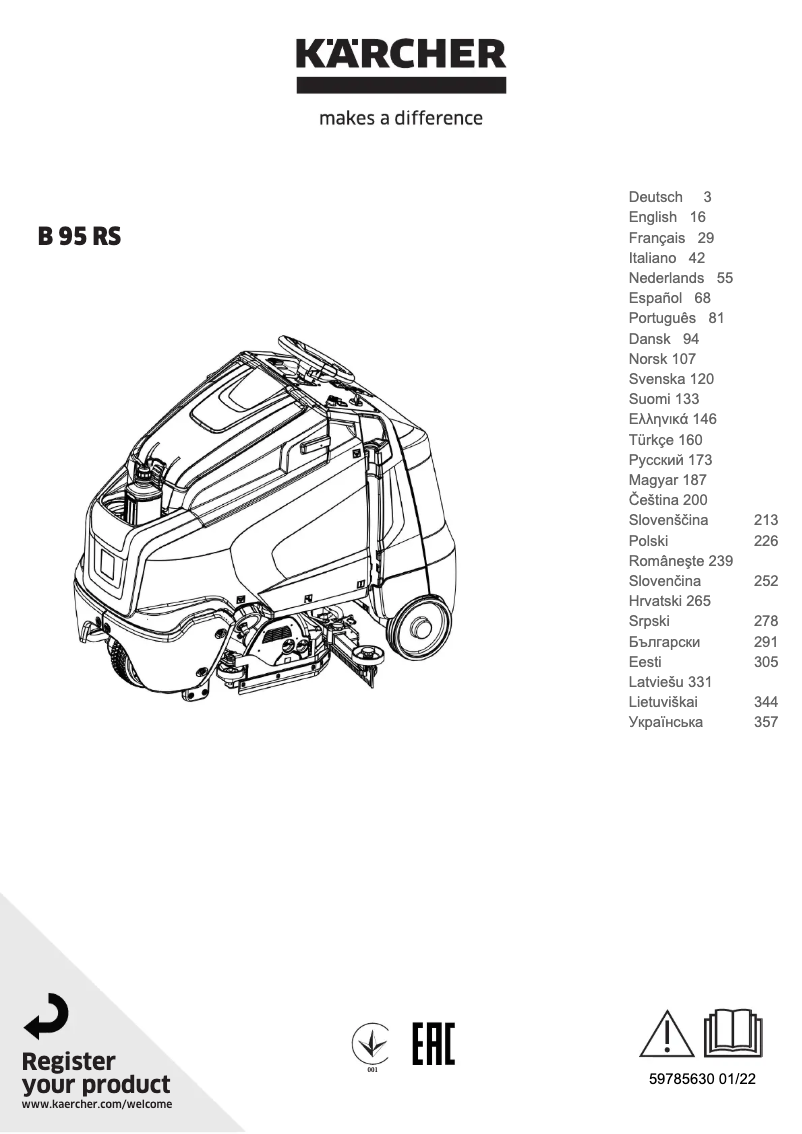 Page 1 of the manual User Manual Kärcher B 95 RS Bc Dose