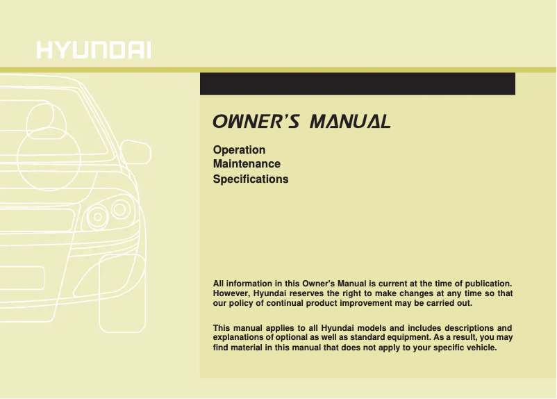 First page image of the manual for Sonata Turbo (2011)